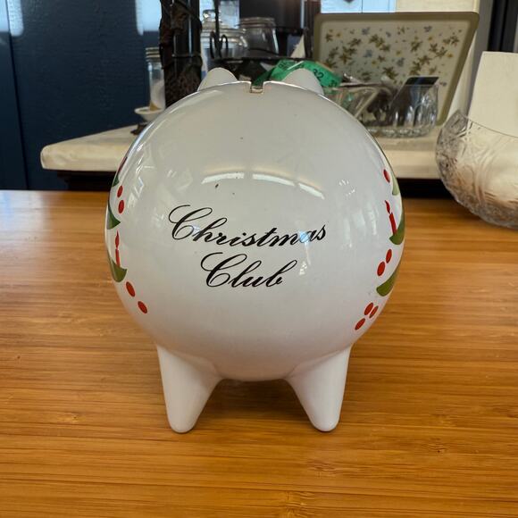 Waechtersbach Bank Glossy White Ceramic Christmas Club Piggy Coin Pig W/Stopper - Picture 5 of 8